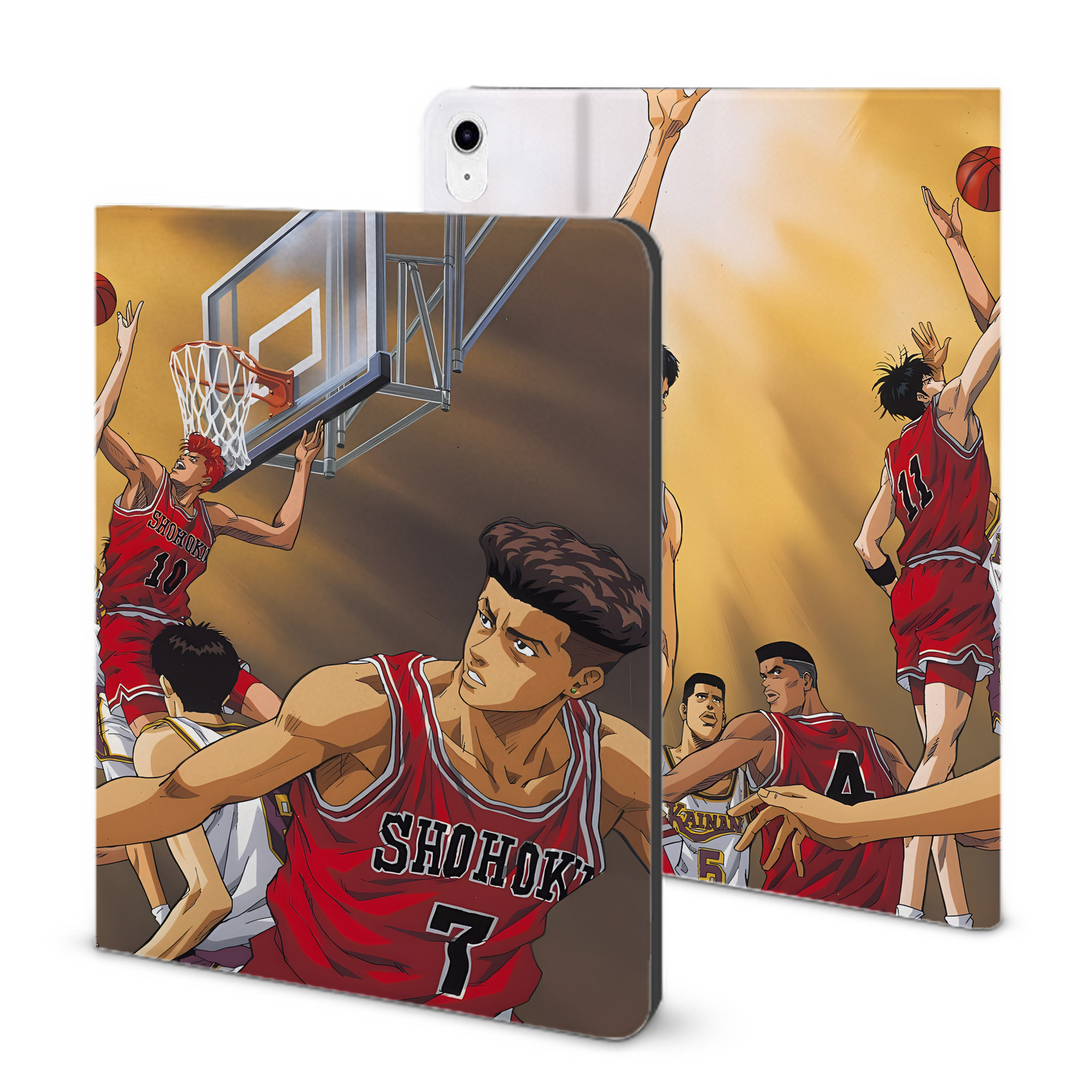 （画像用） SLAM DUNK／スラムダンク IPad ケース ブック型 PUレザー TPU 耐衝撃 軽量 薄型 ペン収納なし 全面保護 IPad 各モデル対応